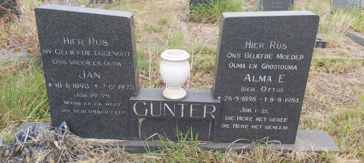GUNTER Jan 1893-1973 & Alma E. OTTO 1898-1984