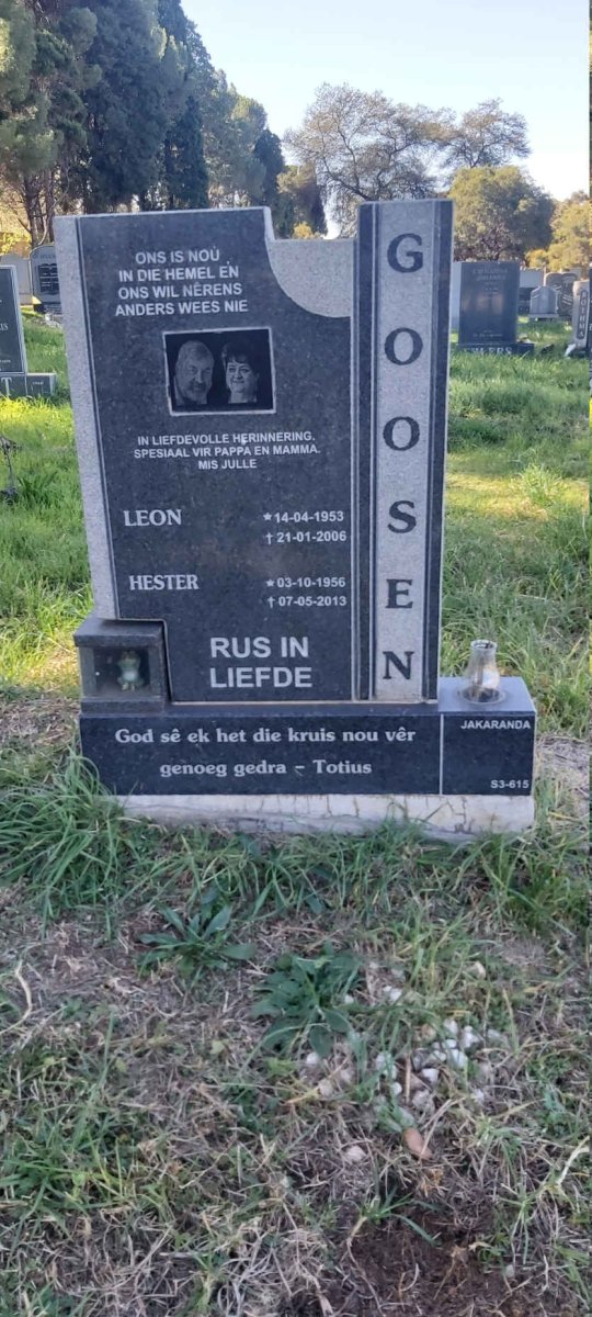 GOOSEN Leon 1953-2006 &amp; Hester 1956-2013