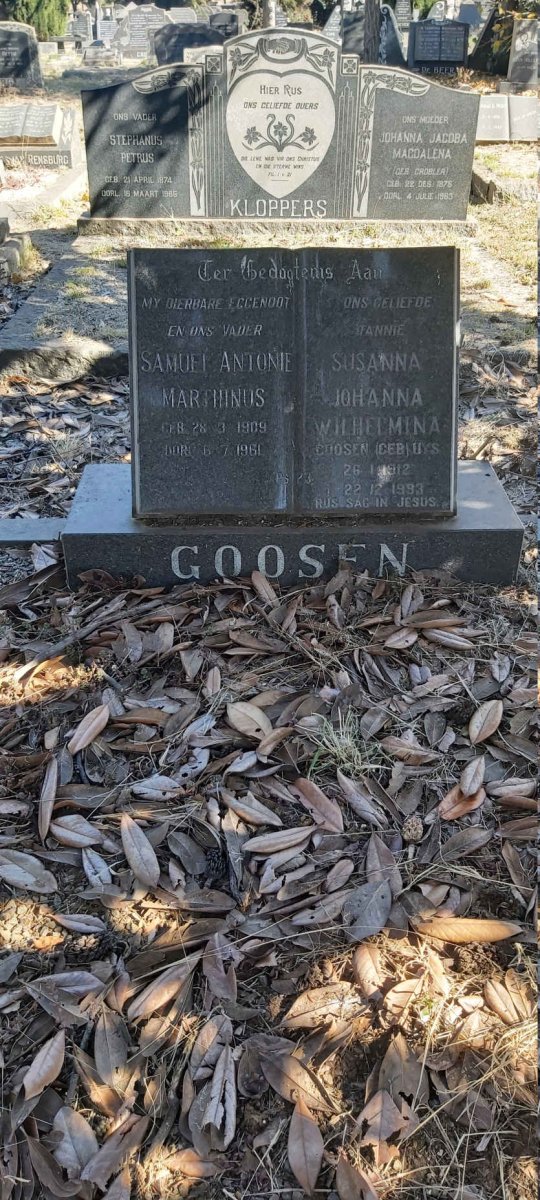 GOOSEN Samuel Antonie Marthinus 1909-1961 &amp; Susanna Johanna Wilhelmina UYS 1912-1993