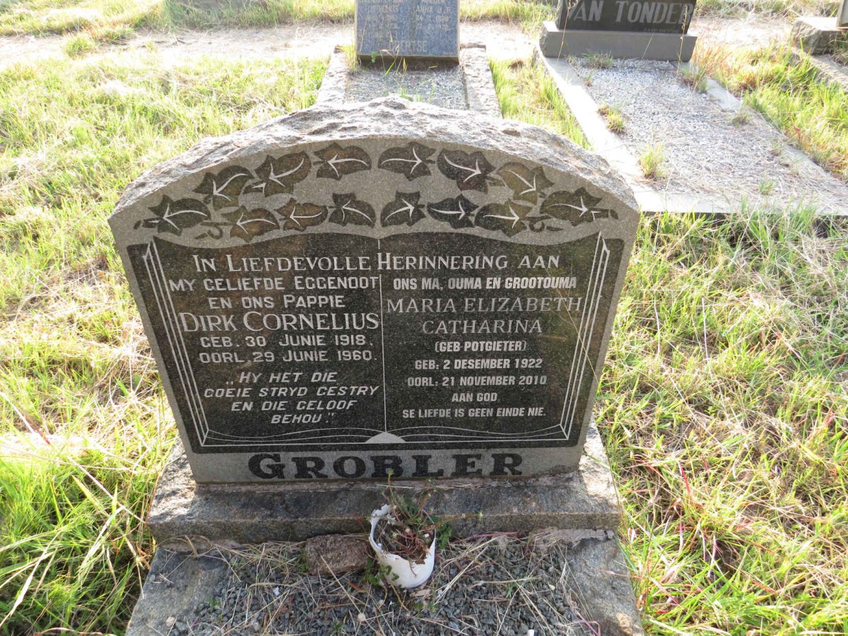 GROBLER Dirk Cornelius 1918-1960 & Maria Elizabeth Catharina POTGIETER 1922-2010