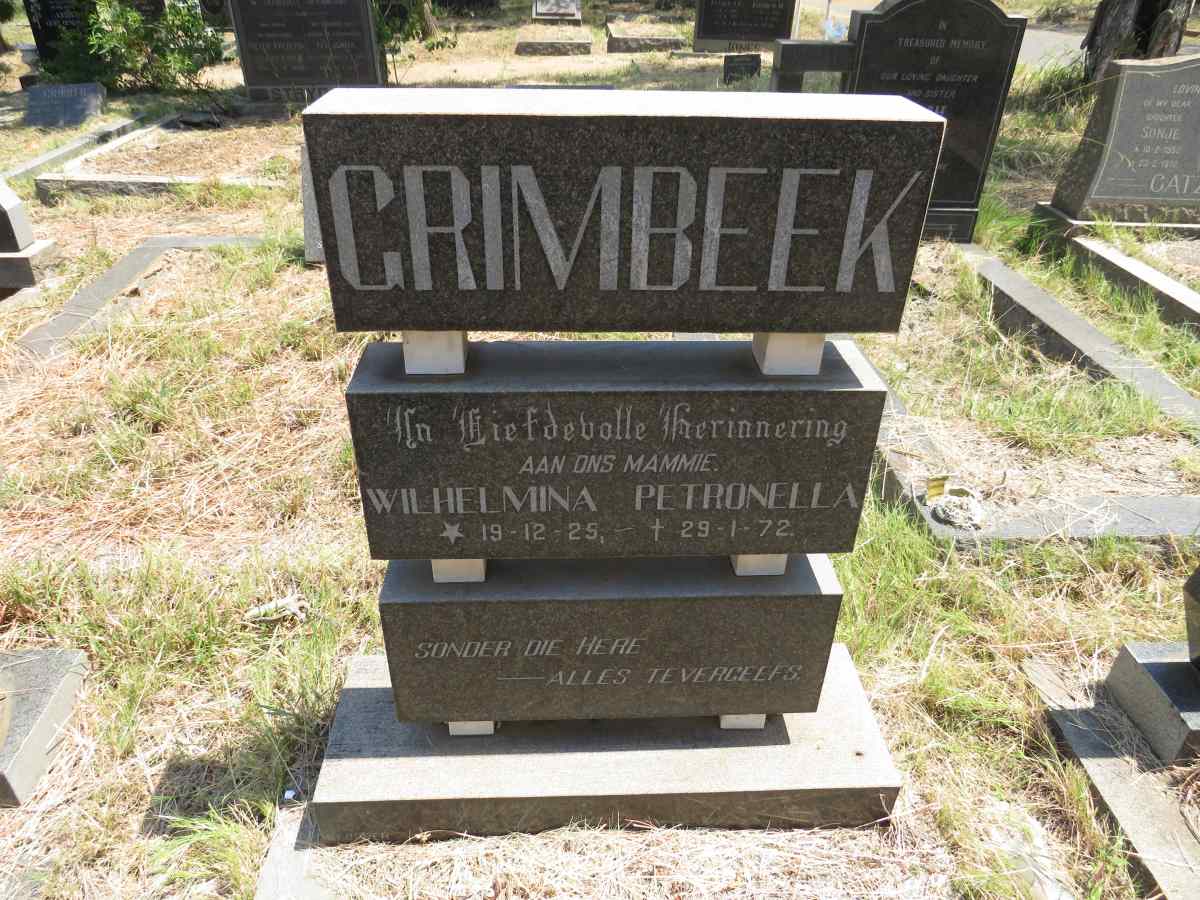 GRIMBEEK Wilhelmina Petronella 1925-1972 