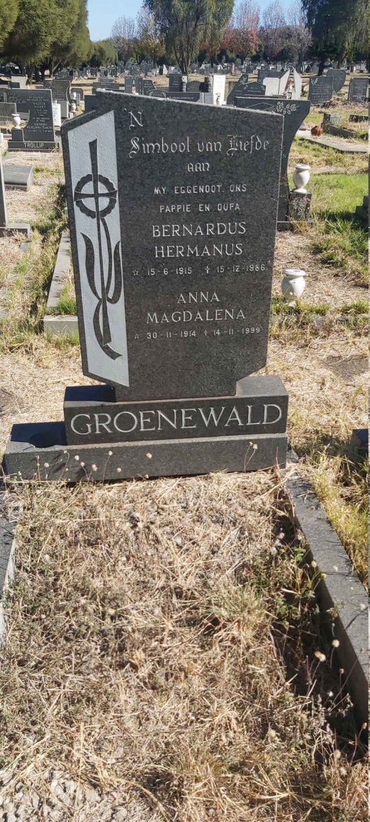 GROENEWALD Bernardus Hermanus 1915-1986 &amp; Anna Magdalena 1914-1999