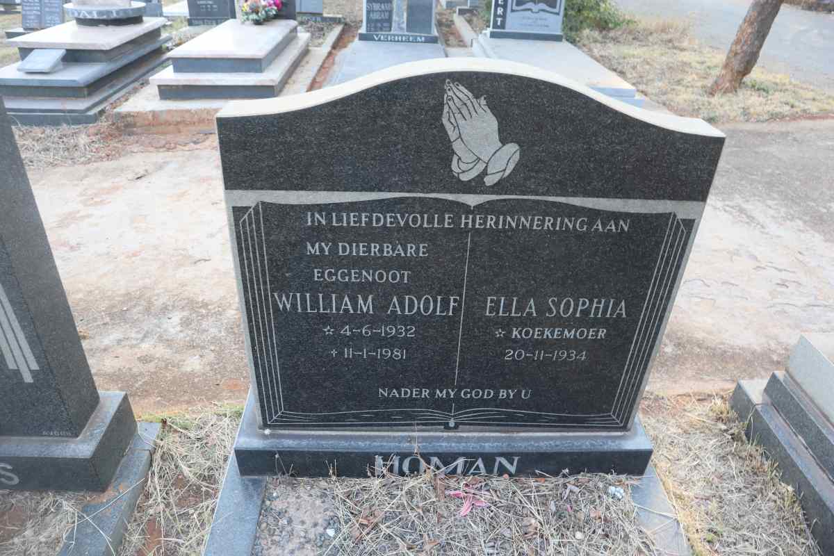 HOMAN William Adolf 1932-1981 & Ella Sophia KOEKEMOER 1934- 