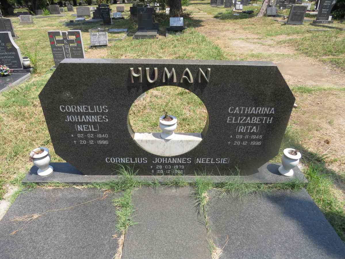 HUMAN Cornelius Johannes 1940-1996 & Catharina Elizabeth 1945-1996 :: HUMAN Cornelius Johannes 1979-1996_1