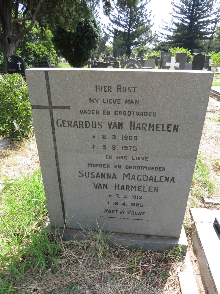 HARMELEN Gerardus, van 1908-1975 & Susanna Magdalena 1913-1985