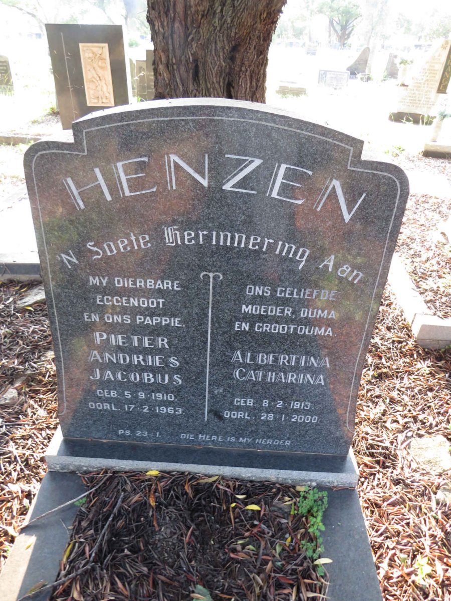 HENZEN Pieter Andries Jacobus 1910-1963 & Albertina Catharina 1913-2000