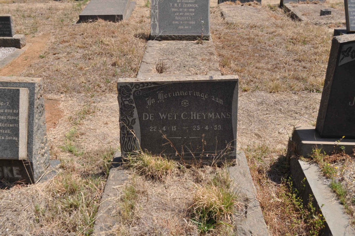 HEYMANS De Wet C. 1915-1959