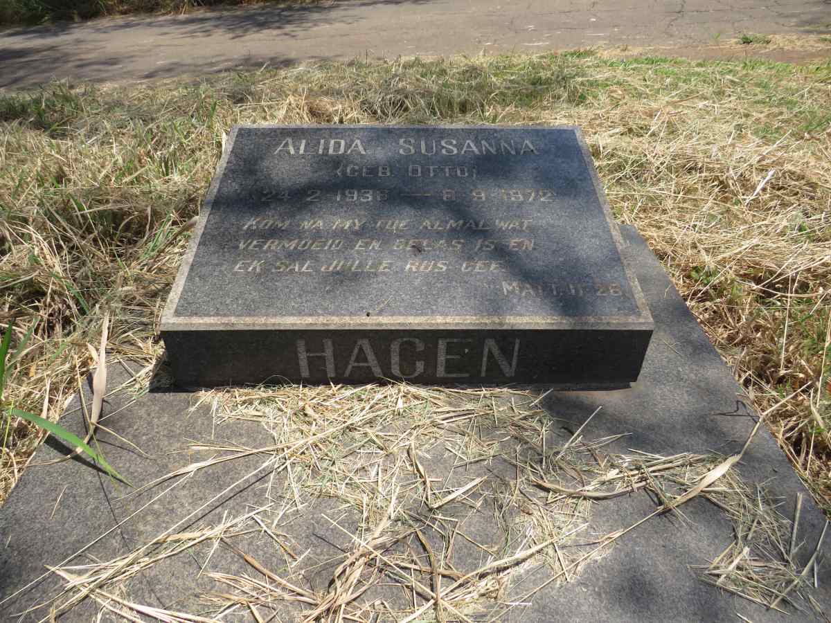 HAGEN Alida Susanna nee OTTO 1936-1972