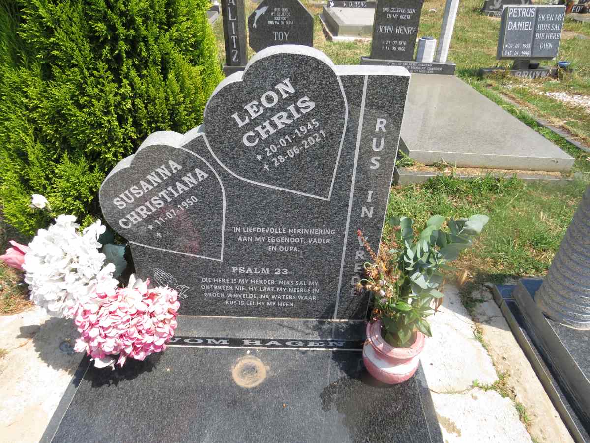 HAGEN Leon Chris, vom 1945-2021 & Susanna Christiana 1950- 