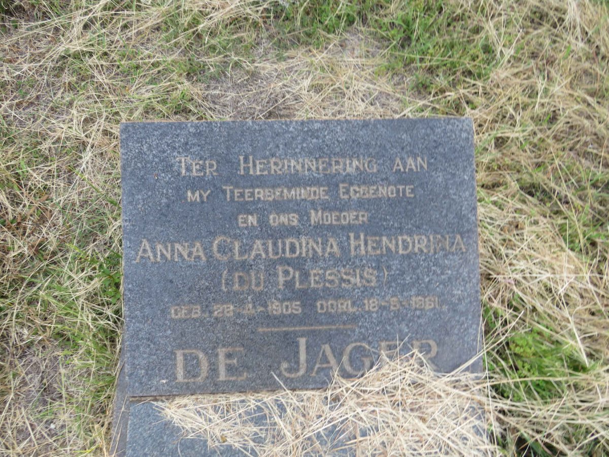 JAGER Anna Claudina Hendrina, de nee DU PLESSIS 1905-1961