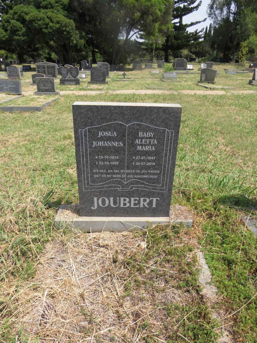 JOUBERT Josua Johannes 1935-1996 & Aletta Maria 1941-2018