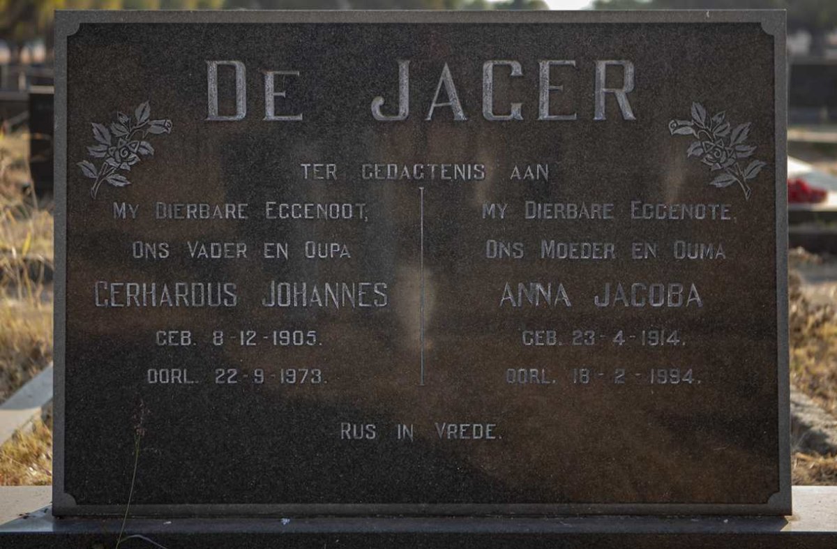 JAGER Gerhardus Johannes, de 1905-1973 &amp; Anna Jacoba 1914-1994