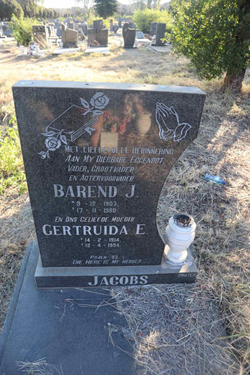 JACOBS Barend J. 1907-1980 & Gertruida E. 1914-1994