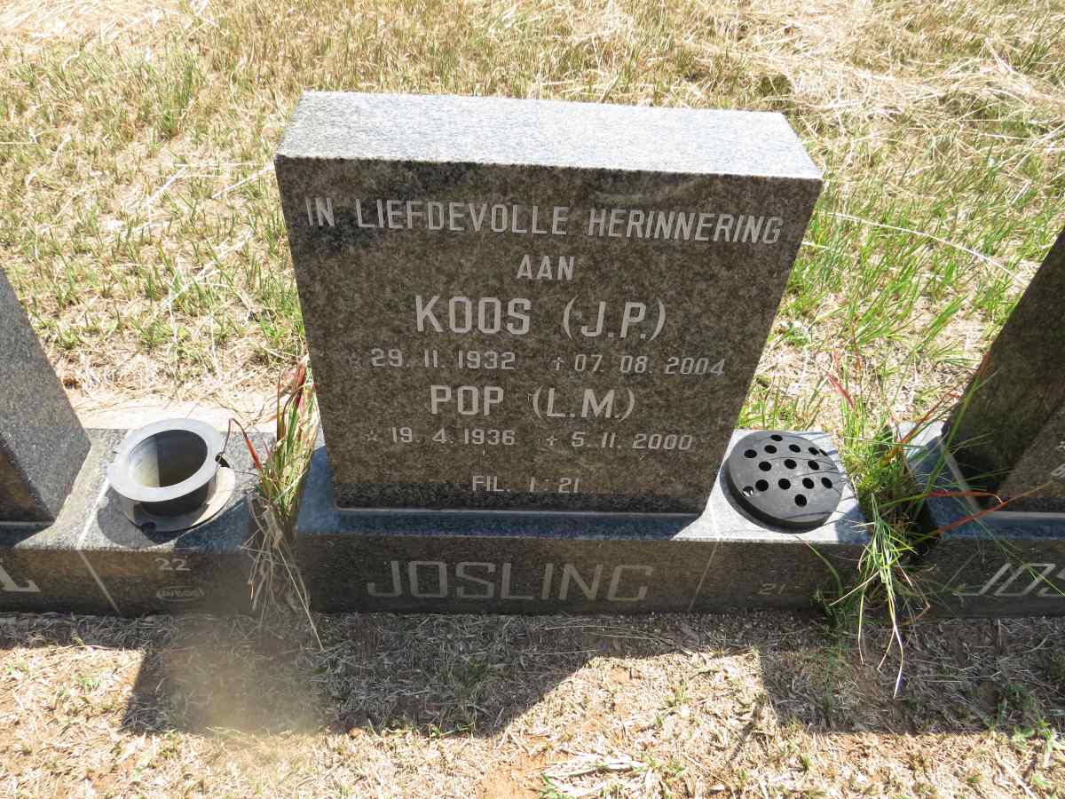 JOSLING J.P. 1932-2004 & L.M. 1936-2000