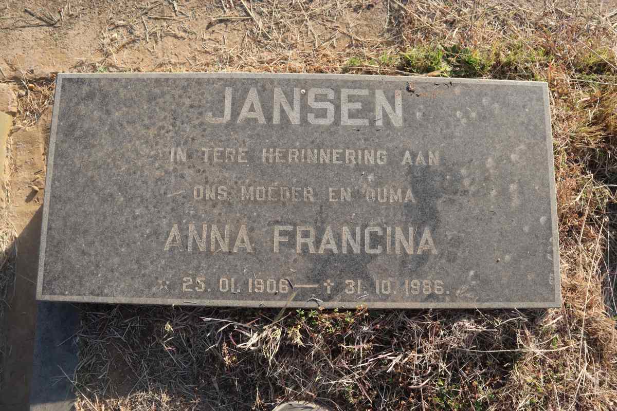 JANSEN Anna Francina 1906-1986