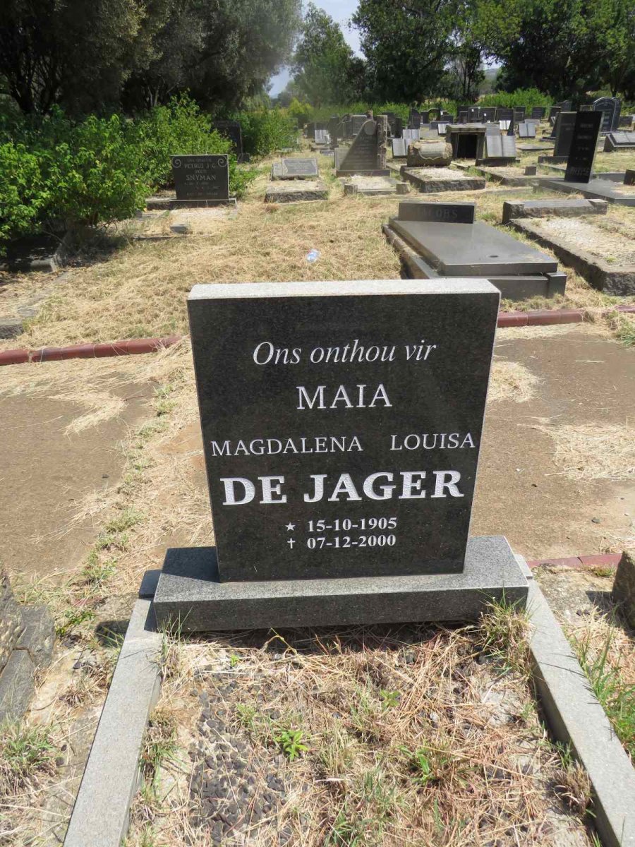 JAGER Magdalena Louisa, de 1905-2000