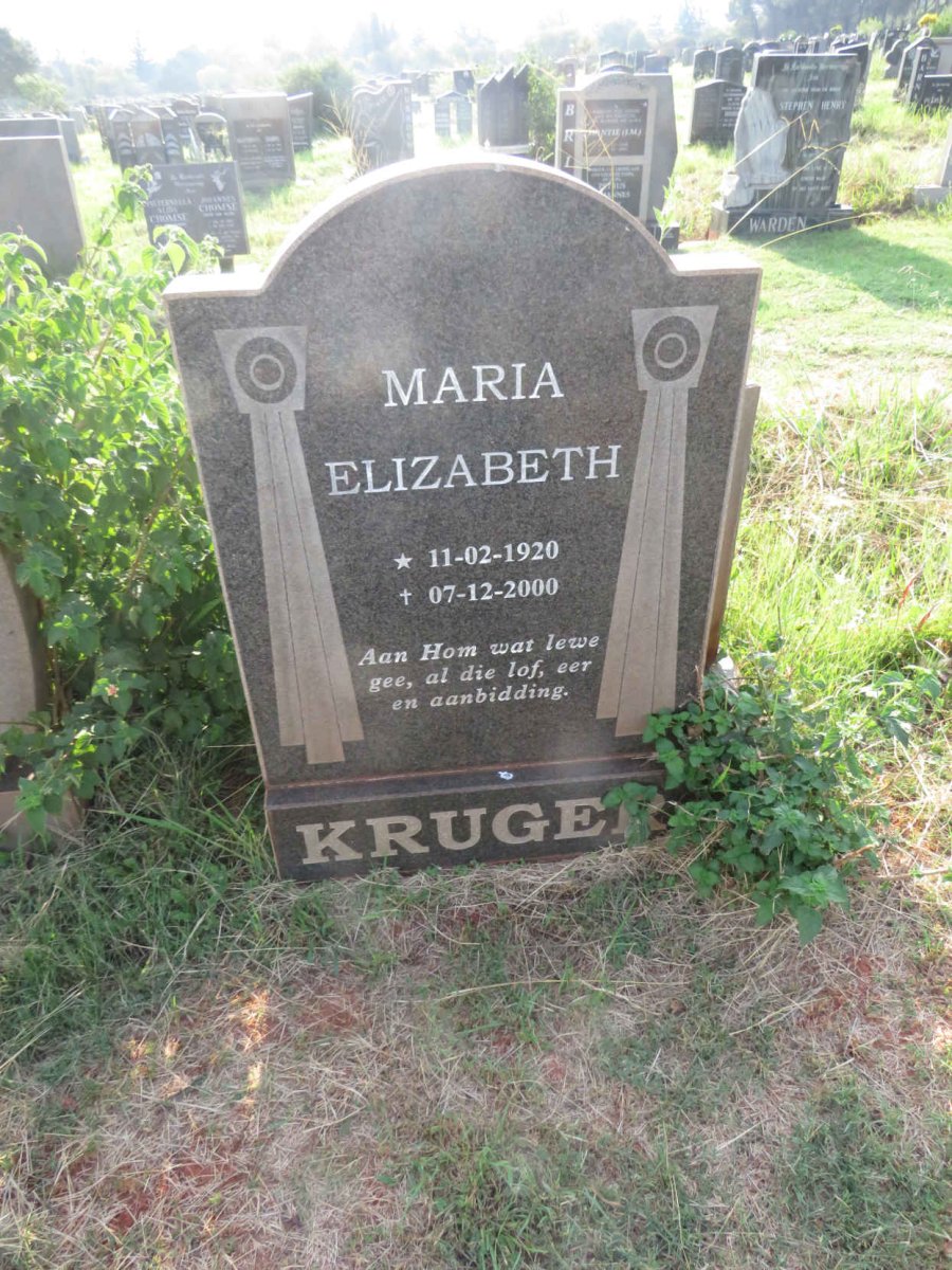 KRUGER Maria Elizabeth 1920-2000