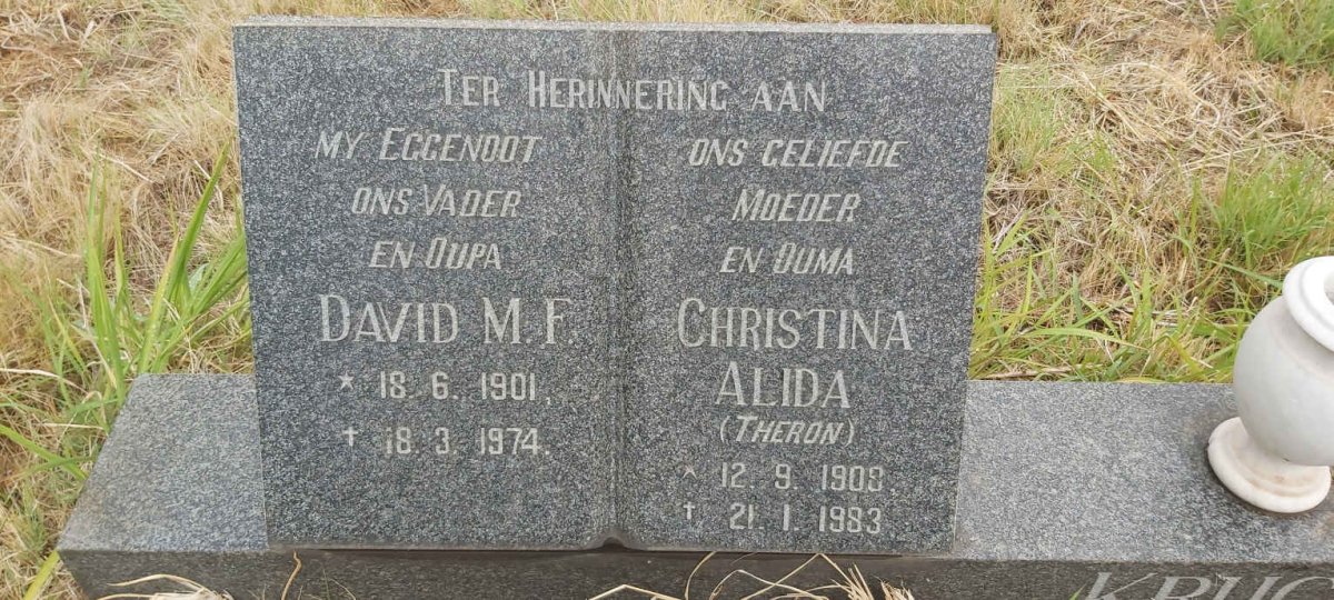 KRUGER David M.F. 1901-1974 & Christina Alida THERON 1908-1983
