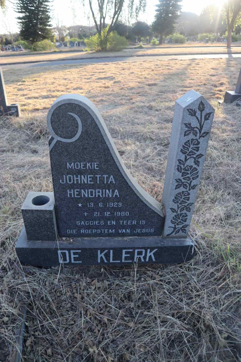 KLERK Johnetta Hendrina, de 1929-1980