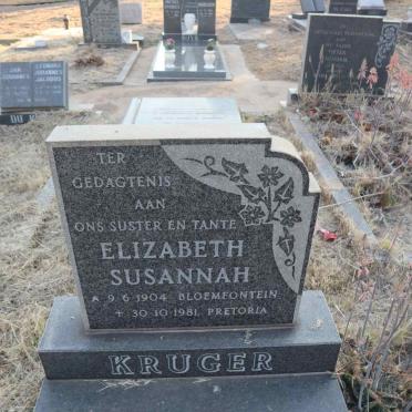 KRUGER Elizabeth Susannah 1904-1981