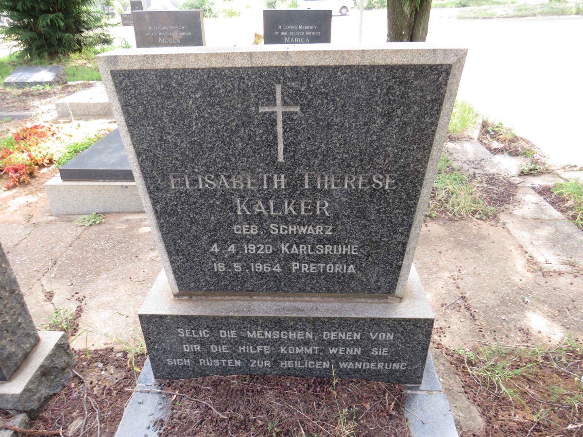 KALKER Elisabeth Therese nee SCHWARZ 1920-1964