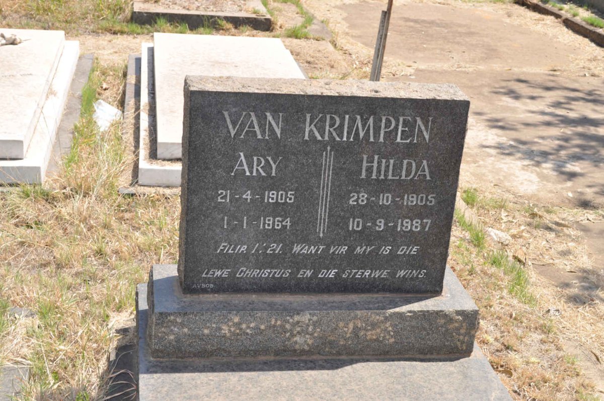 KRIMPEN Ary, van 1905-1964 &amp; Hilda 1905-1987