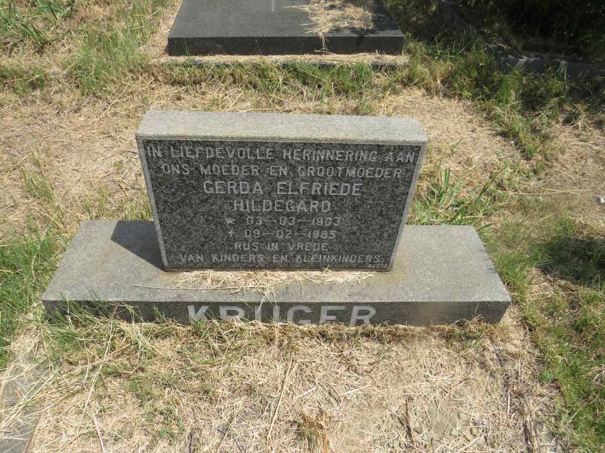 KRUGER Gerda Elfriede Hildegard 1903-1985