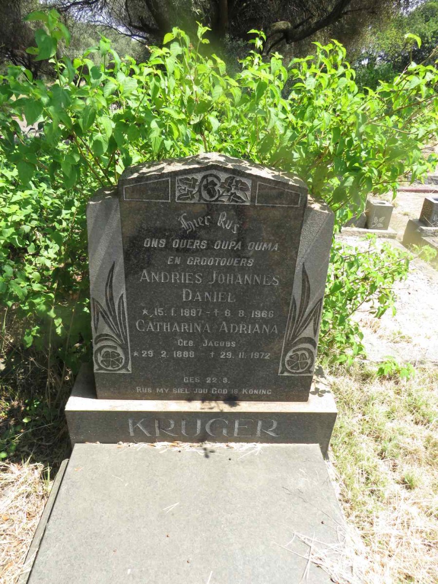 KRUGER Andries Johannes Daniel 1887-1966 & Catharina Adriana JACOBS 1888-1972