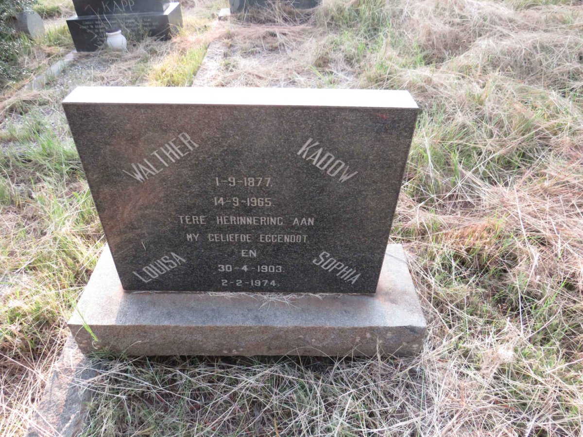 KADOW Walther 1877-1965 & Louisa Sophia 1903-1974