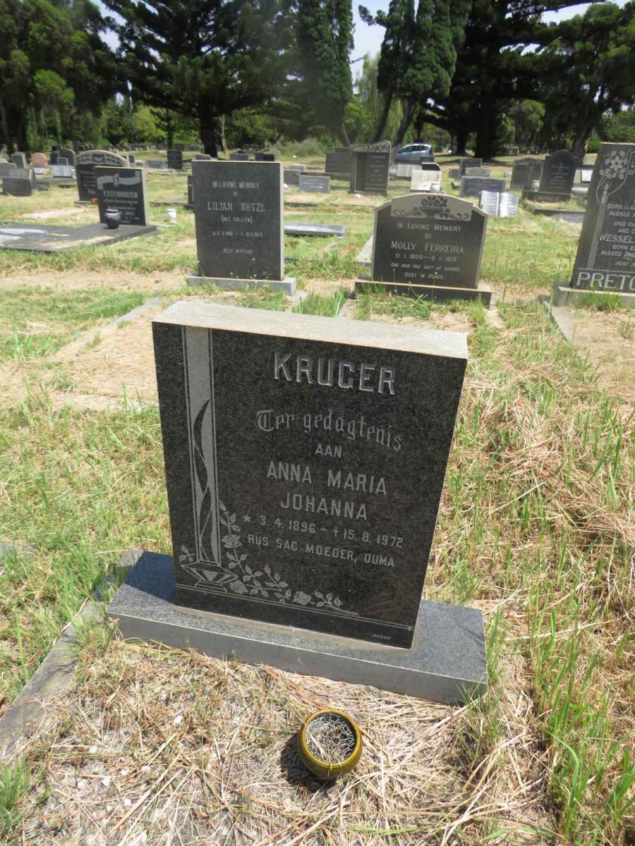 KRUGER Anna Maria Johanna 1896-1972