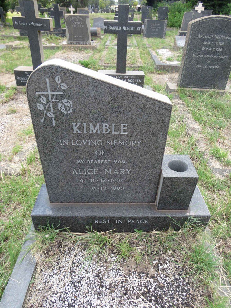 KIMBLE Alice Mary 1904-1990