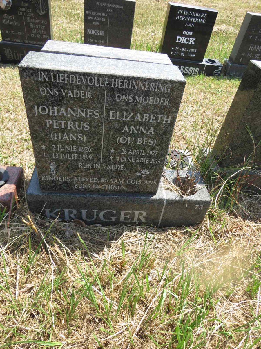 KRUGER Johannes Petrus 1926-1999 & Elizabeth Anna 1927-2014