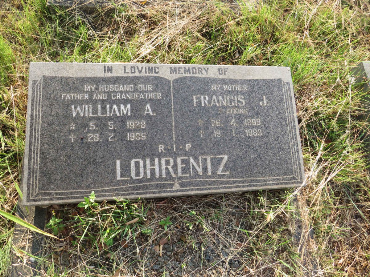 LOHRENTZ Francis J. nee ATKINS 1899-1983 :: LOHRENTZ William A. 1928-1989 