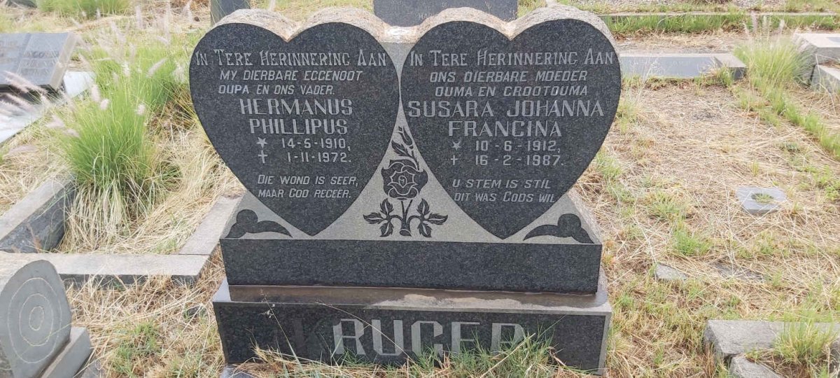 KRUGER Hermanus Phillipus 1910-1972 & Susara Johanna Francina 1912-1987