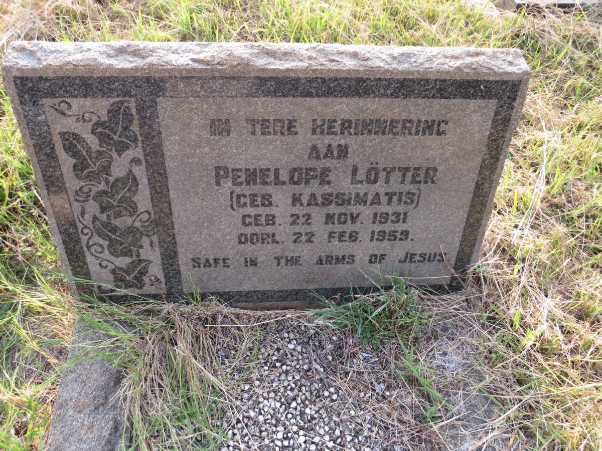 LOTTER Penelope nee KASSIMATIS 1931-1959