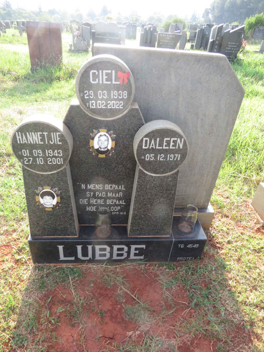LUBBE Giel 1938-2022 & Hannetjie 1943-2001 :: LUBBE Daleen 1971-