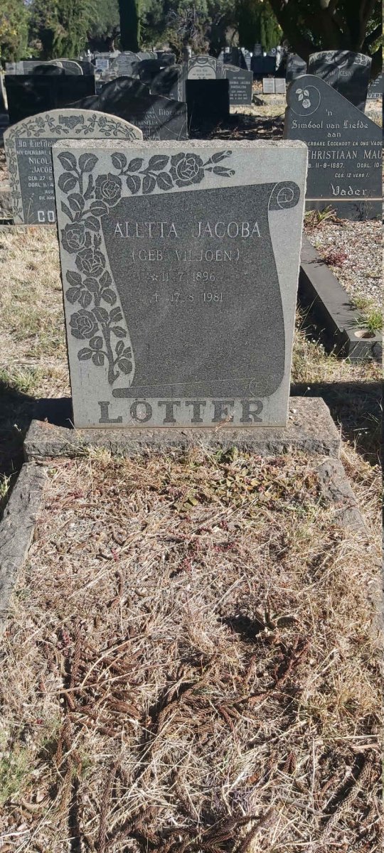 LÖTTER Aletta Jacoba nee VILJOEN 1896-1981