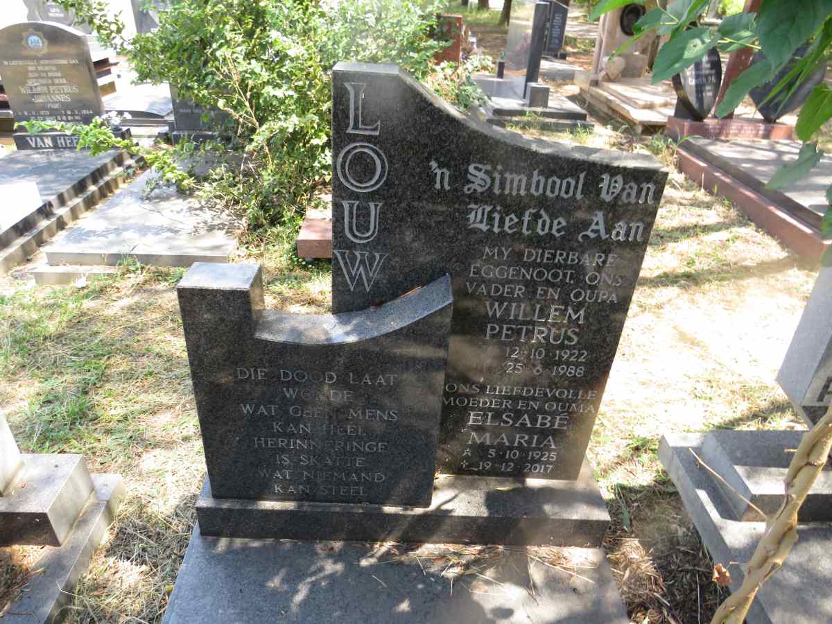 LOUW Willem Petrus 1922-1988 & Elsabe Maria 1925-2017