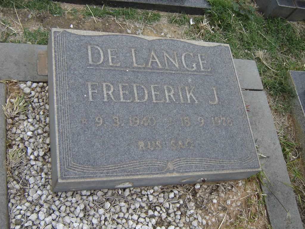 LANGE Frederik J., de 1940-1978