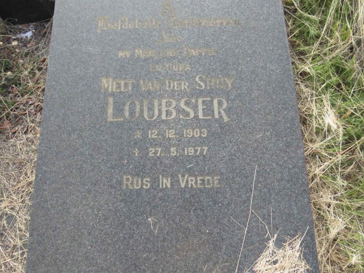 LOUBSER Melt van der Spuy 1903-1977