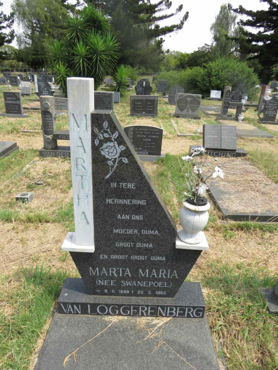 LOGGERENBERG Martha Maria, van nee SWANEPOEL 1899-1985