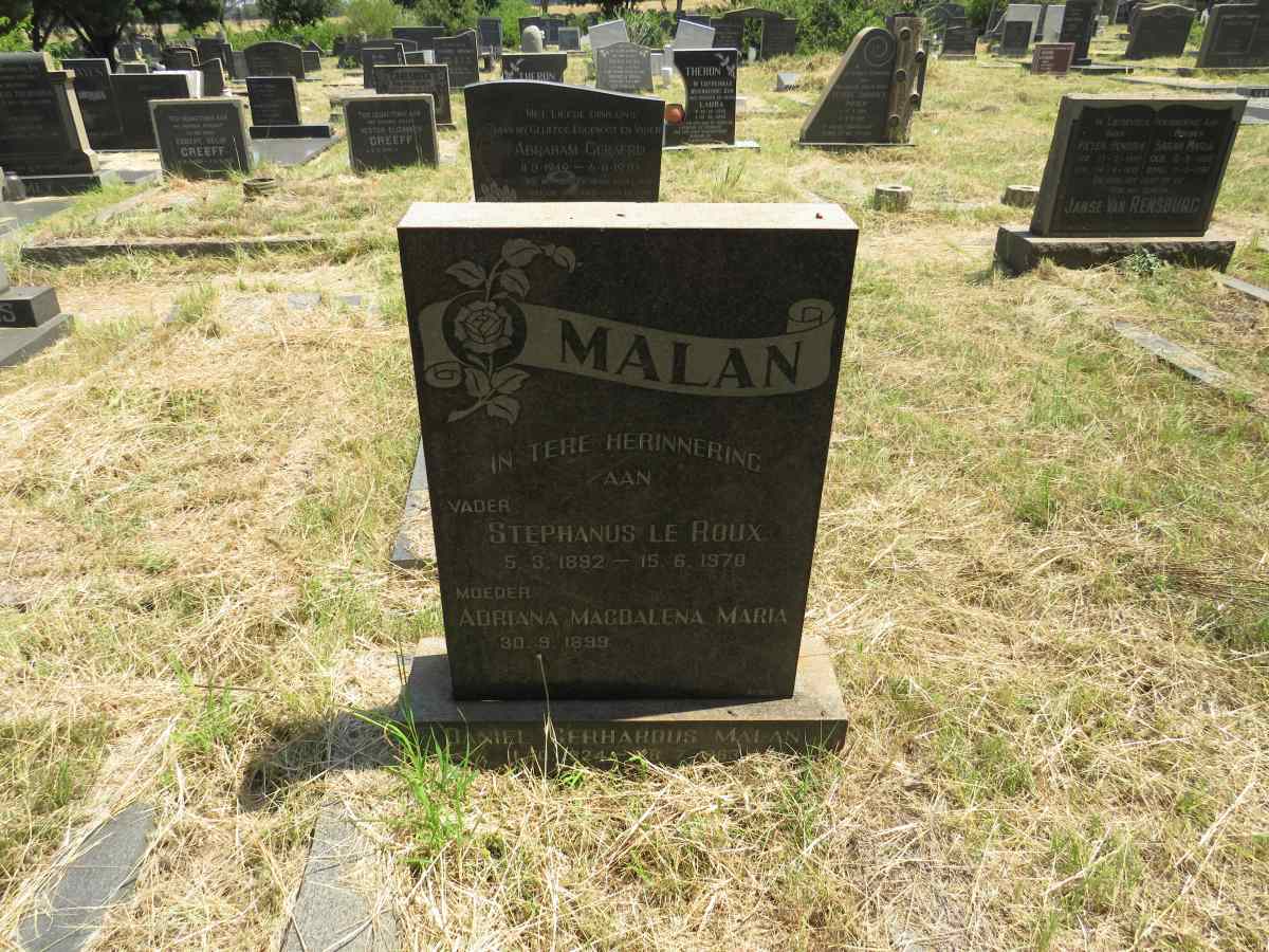 MALAN Stephanus Le Roux 1892-1970 & Adriana Magdalena Maria 1899-  :: MALAN Daniel Gerhardus 1924-1963