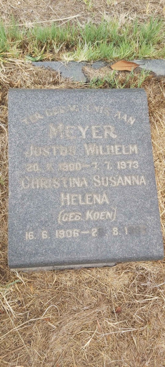 MEYER Justus Wilhelm 1900-1973 & Christina Susanna Helena KOEN 1906-1983