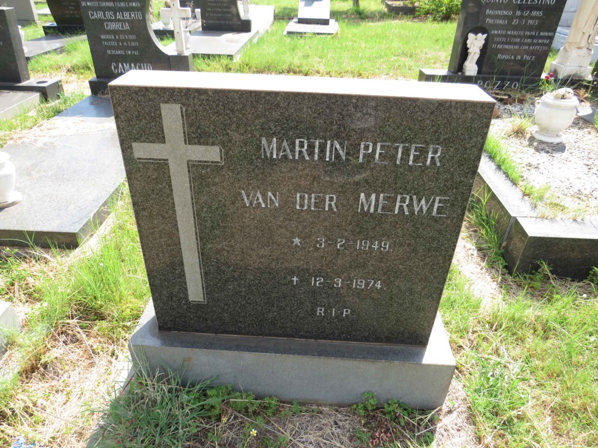 MERWE Martin Peter, van der 1949-1974