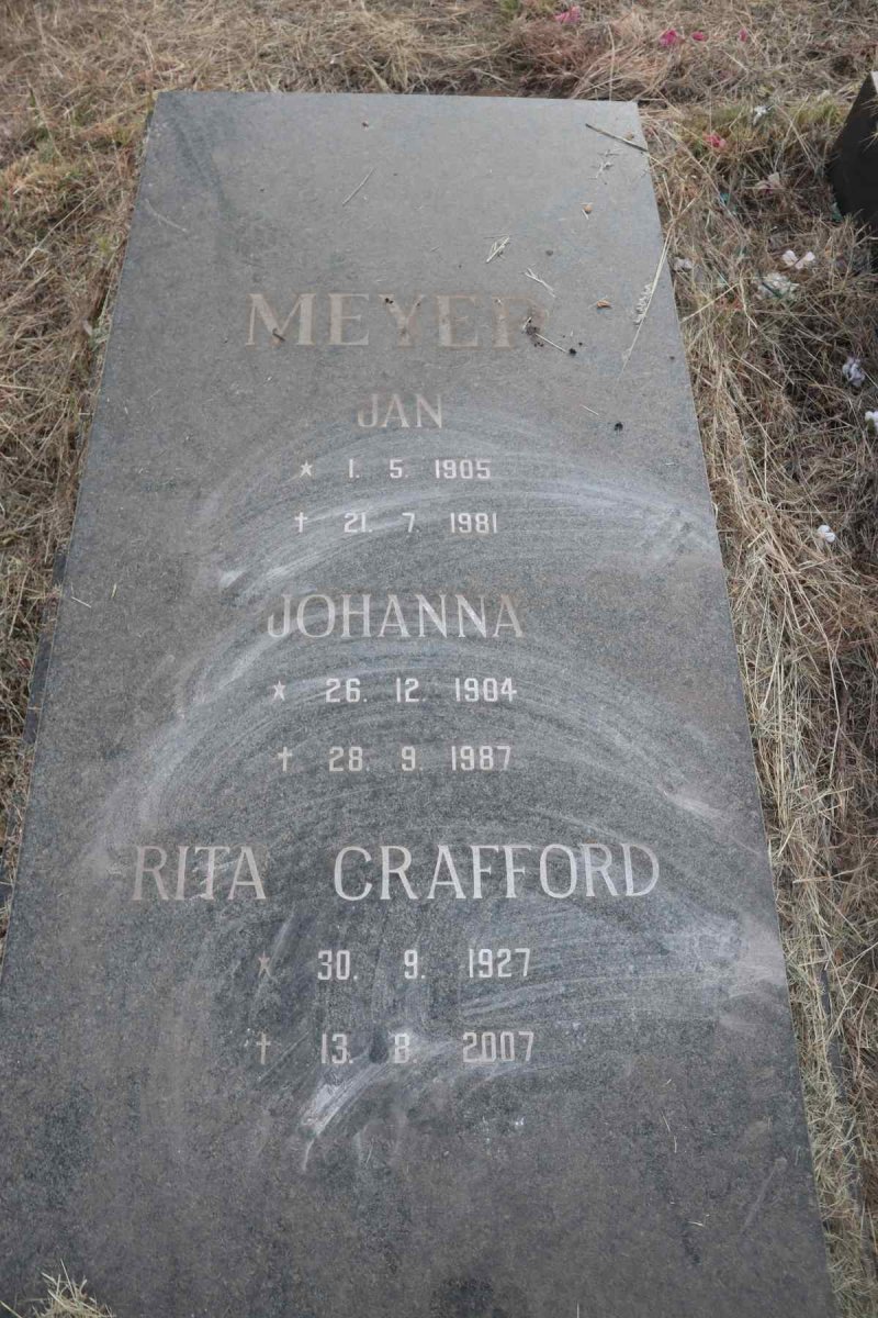 MEYER Jan 1905-1981 & Johanna 1904-1987 :: CRAFFORD Rita 1927-2007