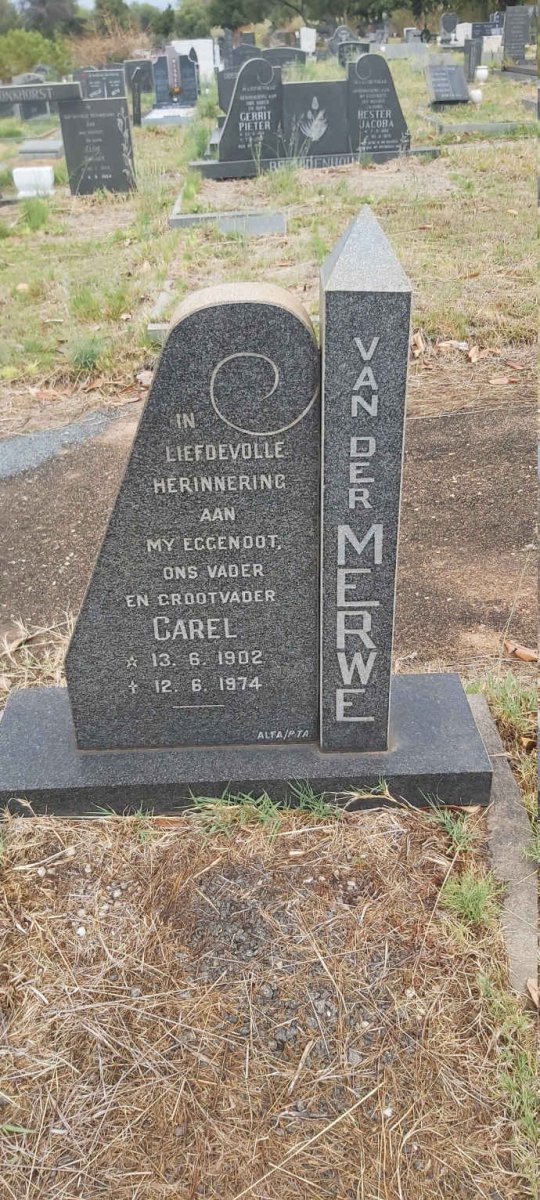 MERWE Carel, van der 1902-1974