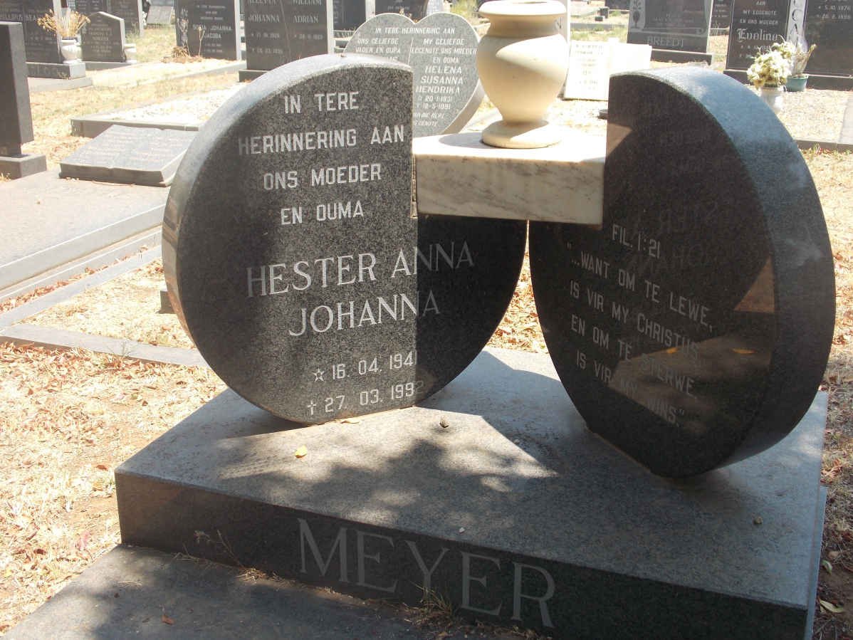 MEYER Hester Anna Johanna 1941-1992