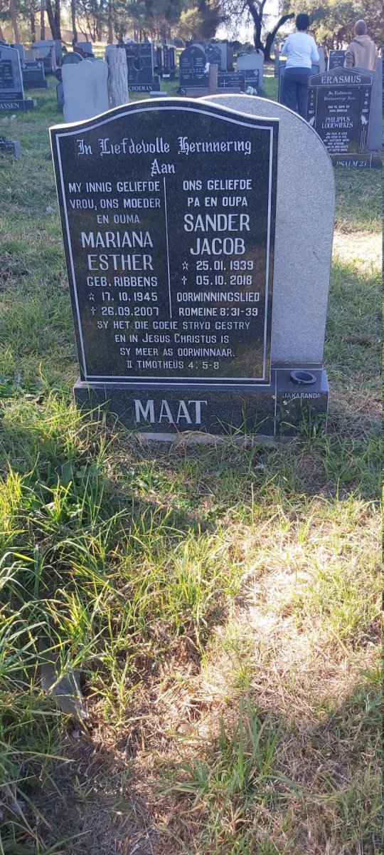 MAAT Sander Jacob 1939-2018 &amp; Mariana Esther RIBBENS 1945-2007