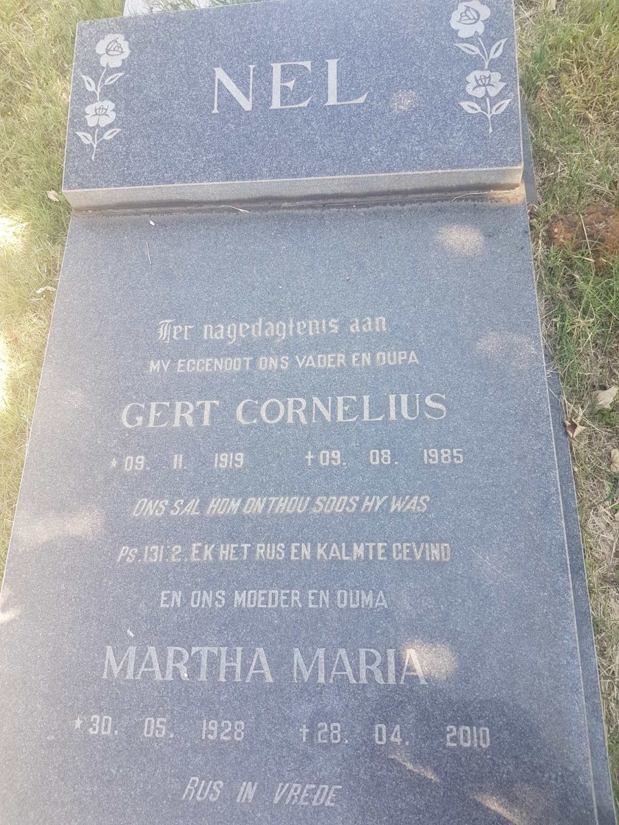 NEL Gert Cornelius 1919-1985 &amp; Martha Maria 1928-2010