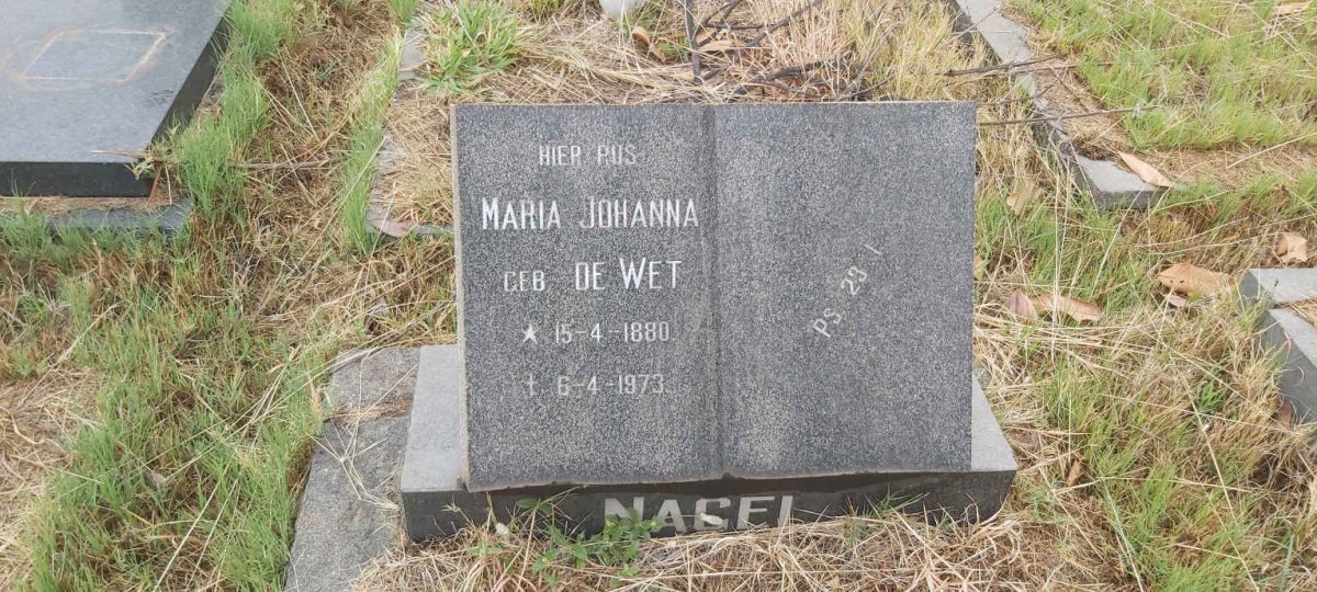 NAGEL Maria Johanna nee DE WET 1880-1973